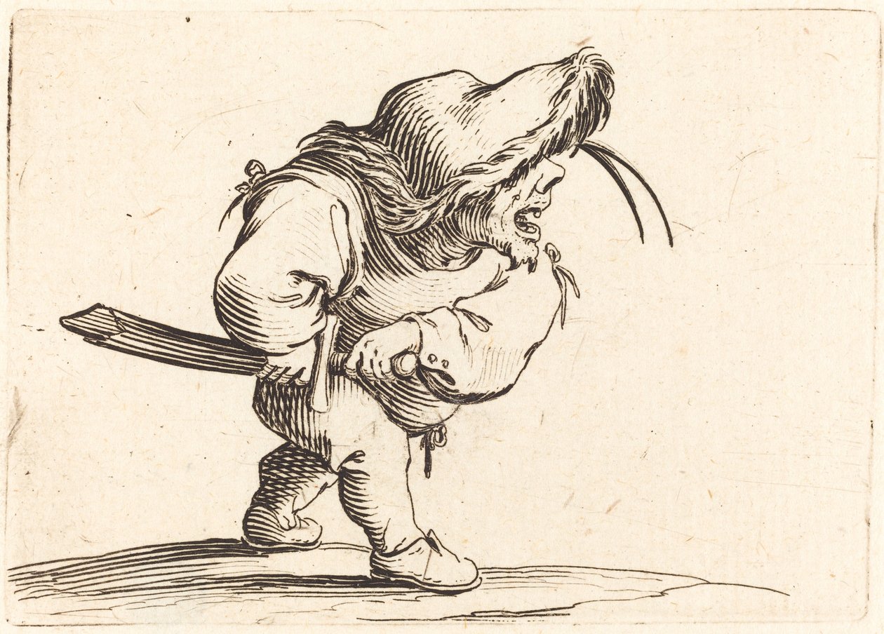 Człowiek przygotowujący się do dobycia miecza autorstwa Jacques Callot