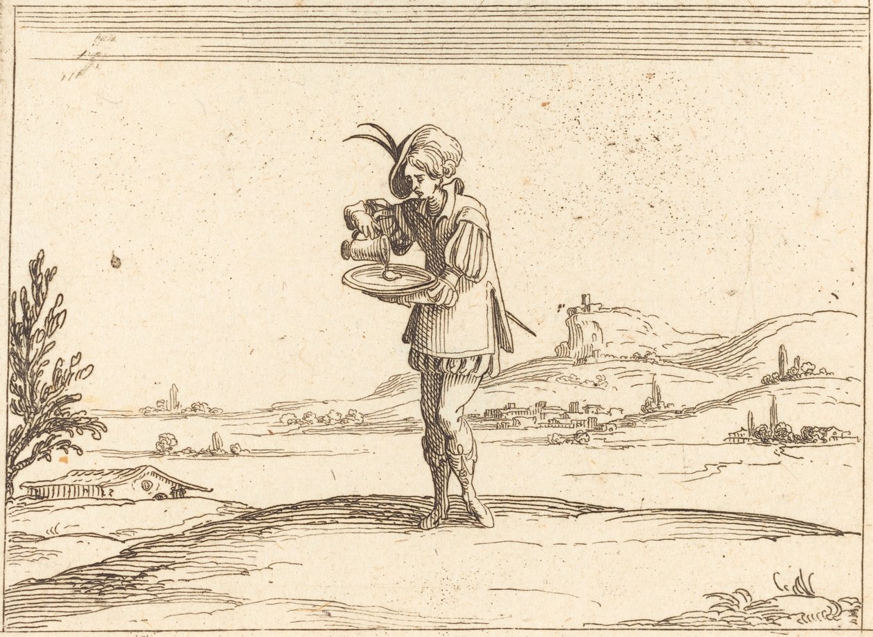 Mężczyzna myje perłę. autorstwa Jacques Callot