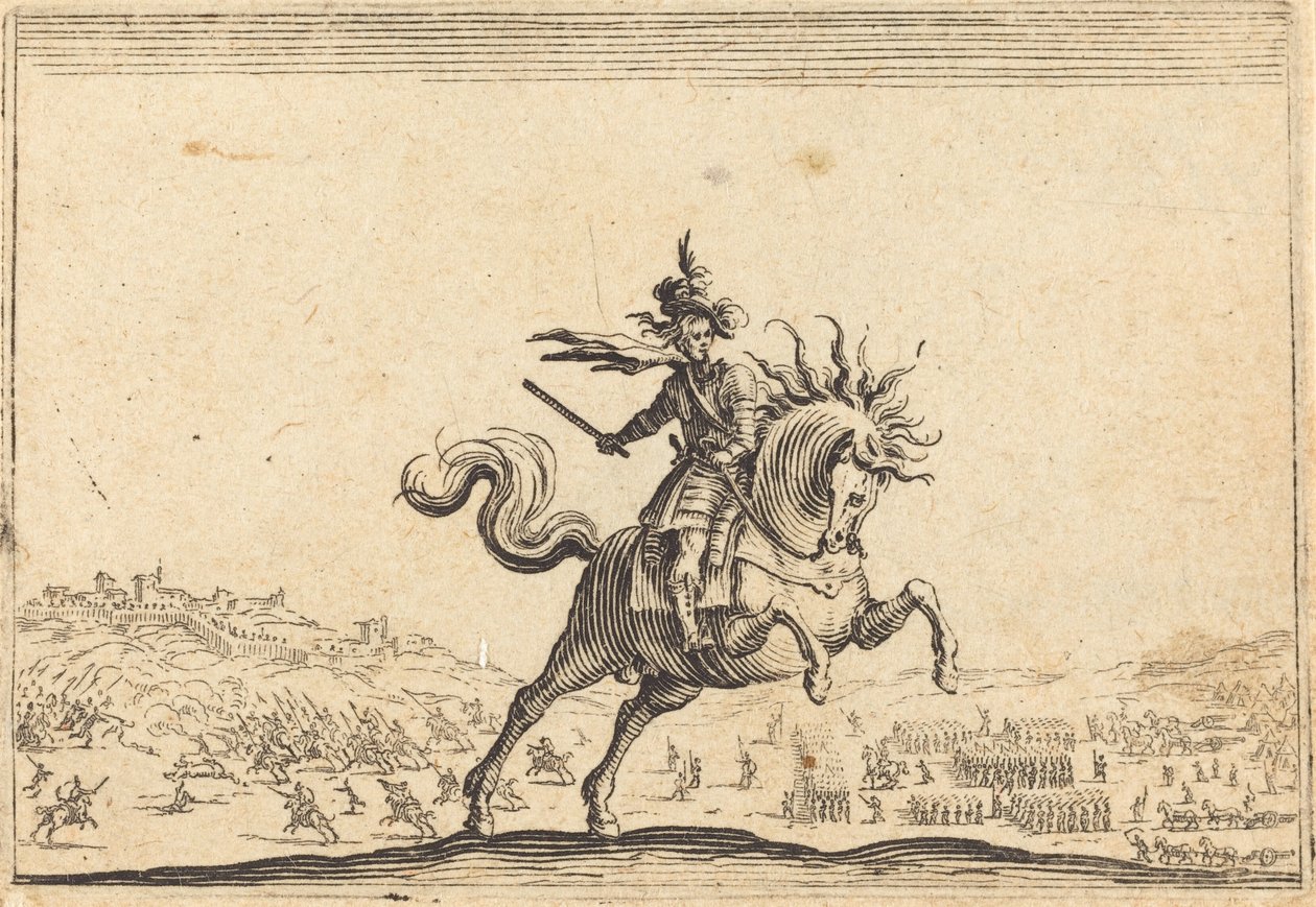 Dowódca wojskowy na koniu, ok. godz. 1622. autorstwa Jacques Callot
