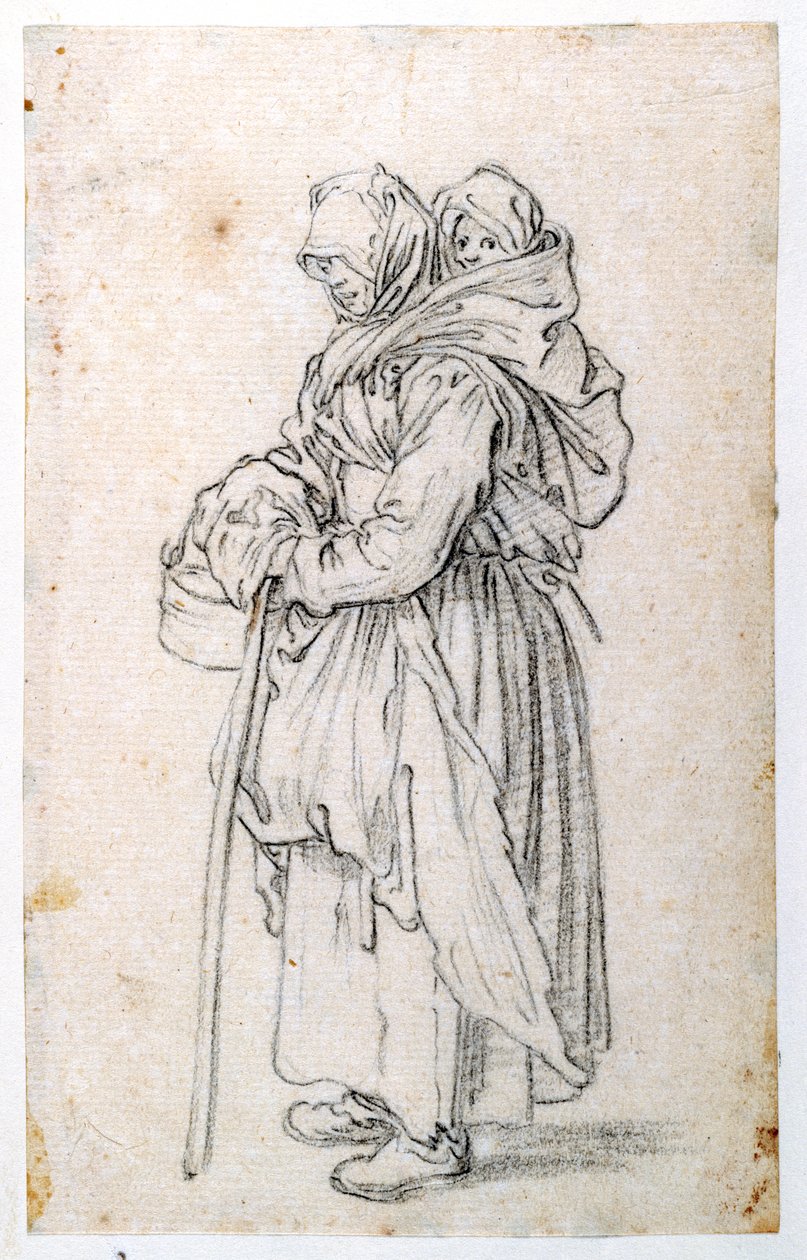 Matka i Dziecko (czarna kreda na papierze) autorstwa Jacques Callot