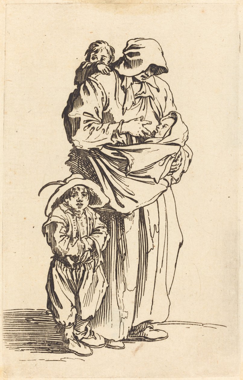 Matka i troje dzieci autorstwa Jacques Callot