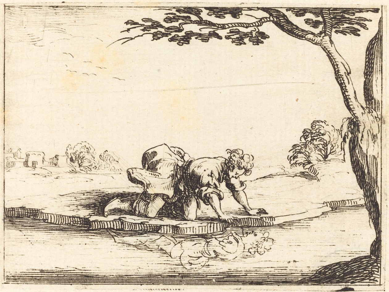 Narcyz patrzący w wodzie, 1628. autorstwa Jacques Callot
