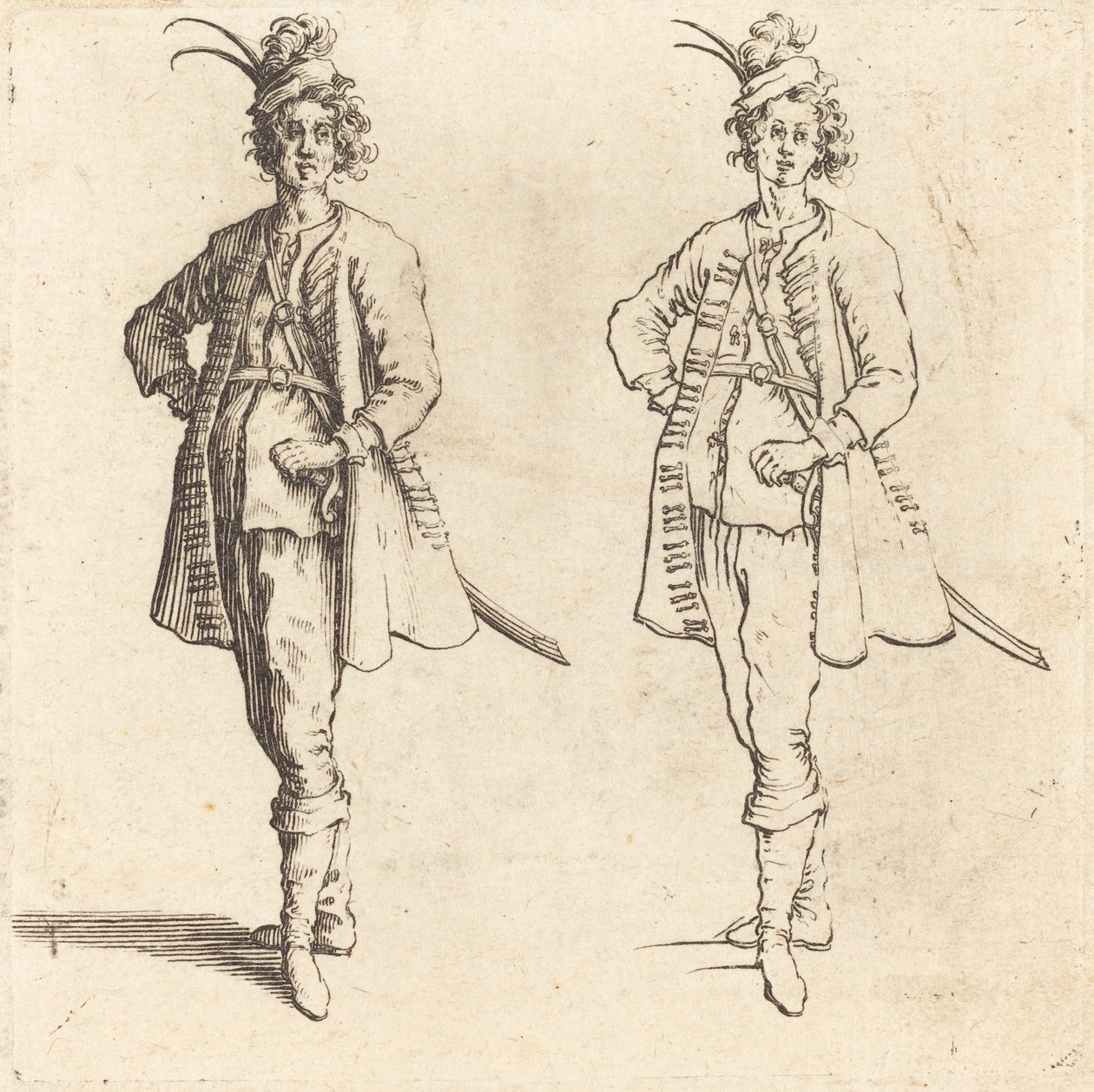 Oficer, widok z przodu autorstwa Jacques Callot
