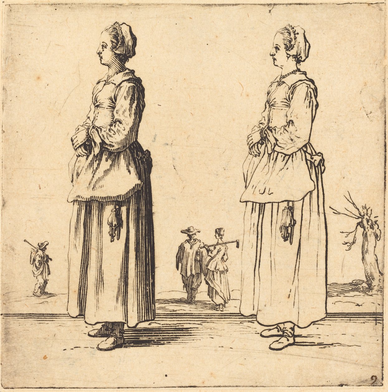 Chłopka, z profilu, zwrócona w lewo autorstwa Jacques Callot