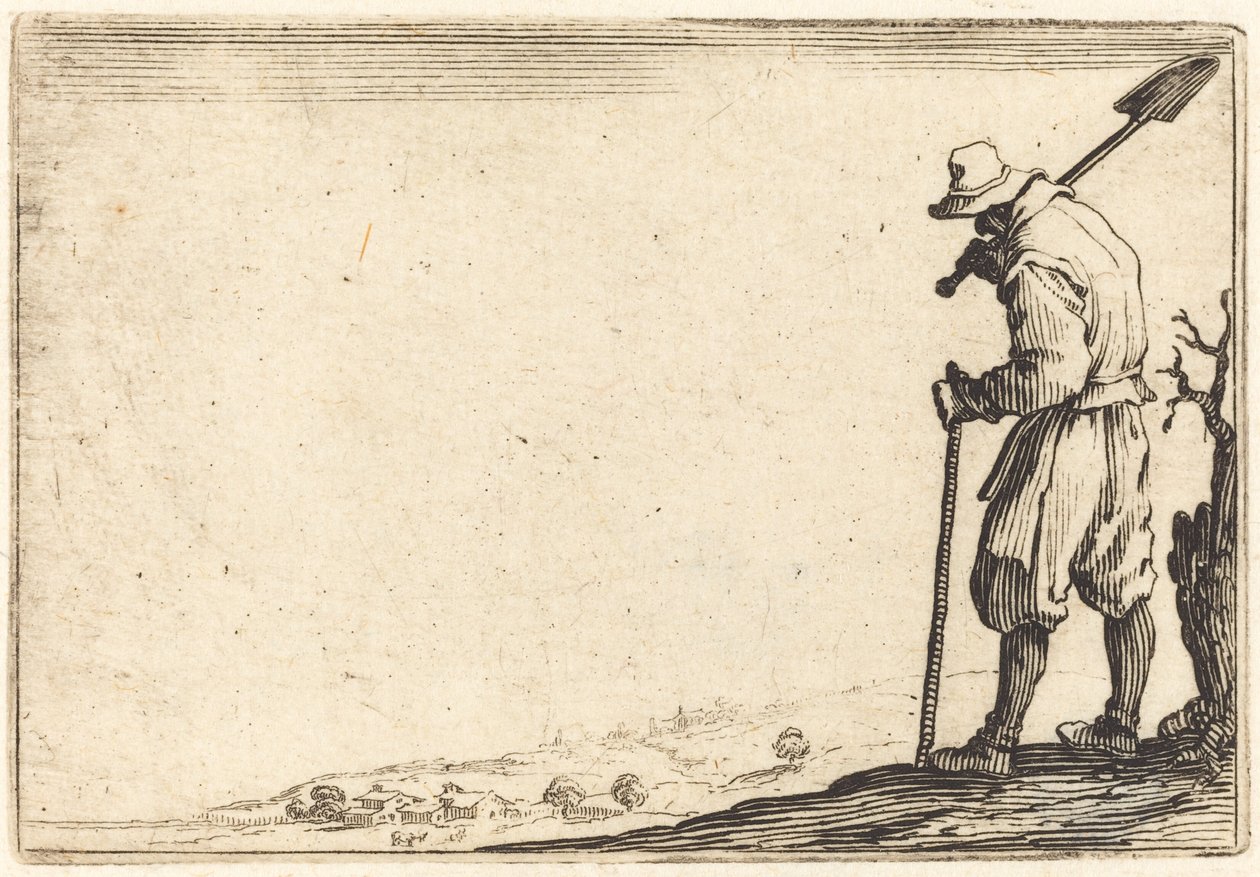 Chłop z łopatą na ramieniu autorstwa Jacques Callot
