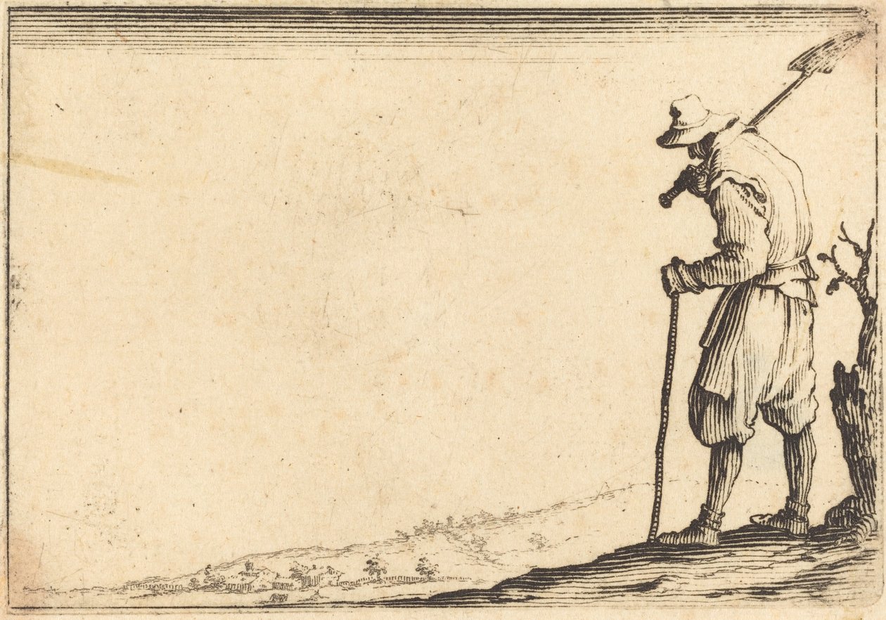 Chłop z łopatą na ramieniu autorstwa Jacques Callot