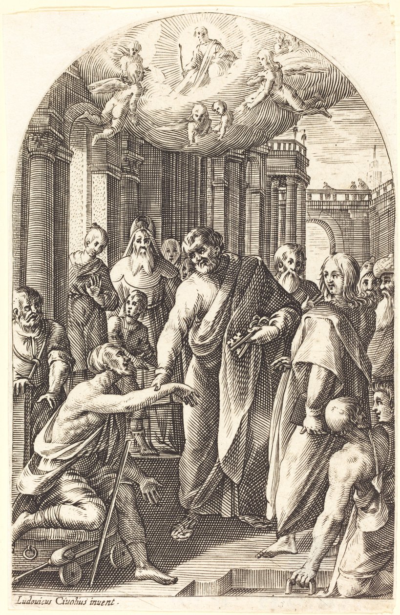 Piotr i Jan uzdrawiają chromych autorstwa Jacques Callot