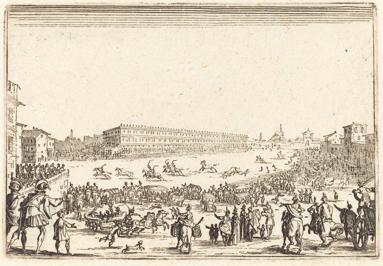 Piazza Santa Croce, Florencja, c. 1622. autorstwa Jacques Callot