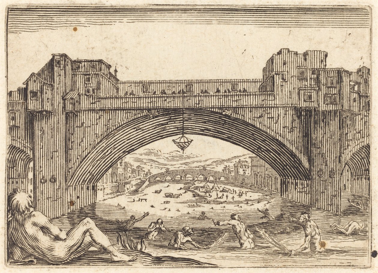 Ponte Vecchio, Florencja, c. 1622. autorstwa Jacques Callot