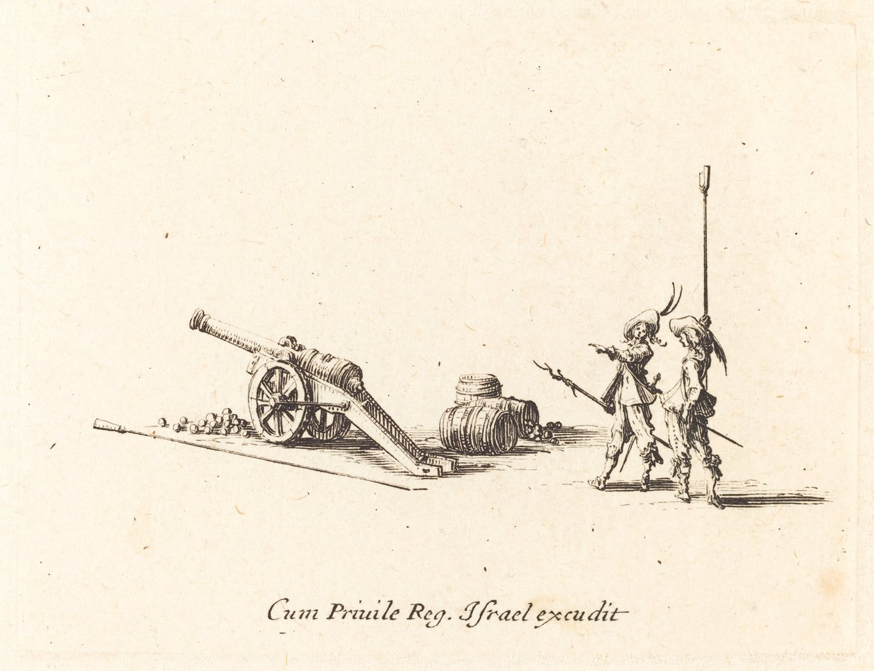 Przygotowanie do strzału z armaty, 16341635. autorstwa Jacques Callot
