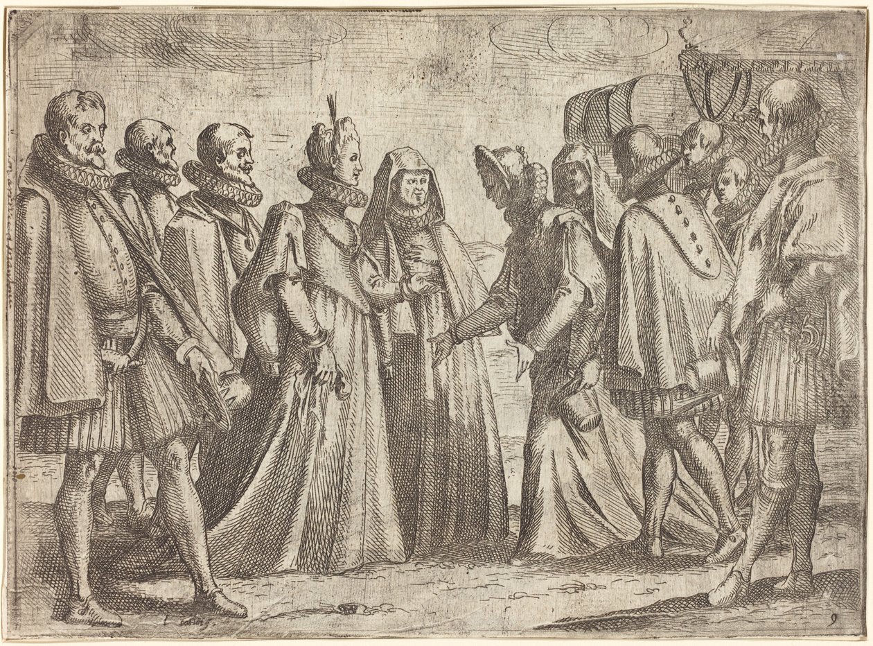 Recepcja w Mantui [po prawej], 1612. autorstwa Jacques Callot