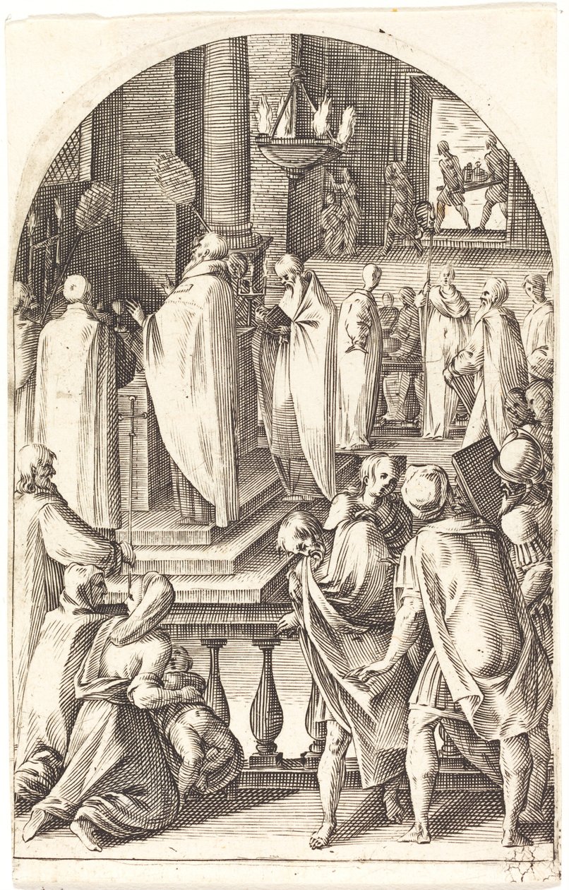 Święty Bazyli celebrujący Mszę Świętą autorstwa Jacques Callot