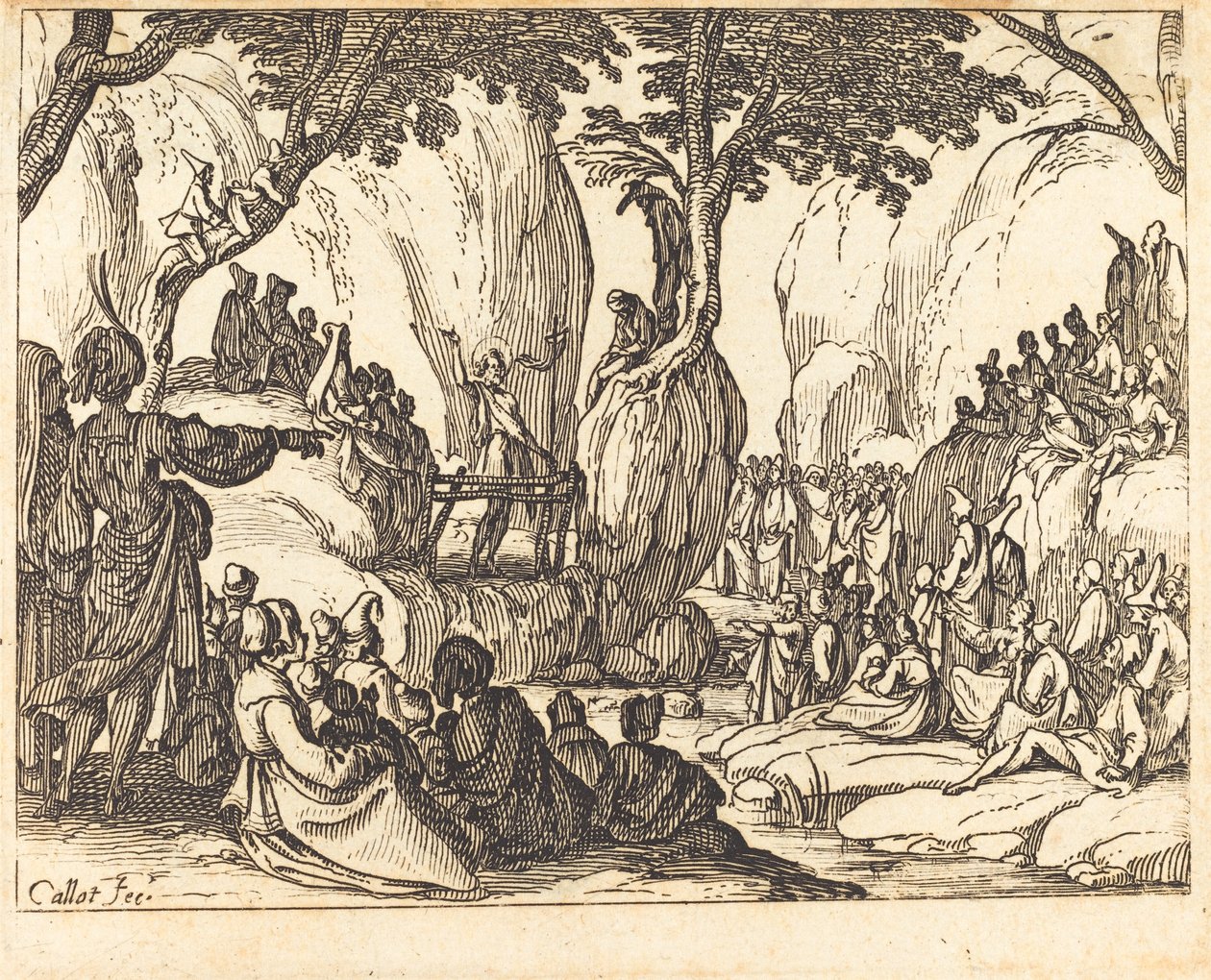 Głoszenie św. Jana na pustyni. autorstwa Jacques Callot