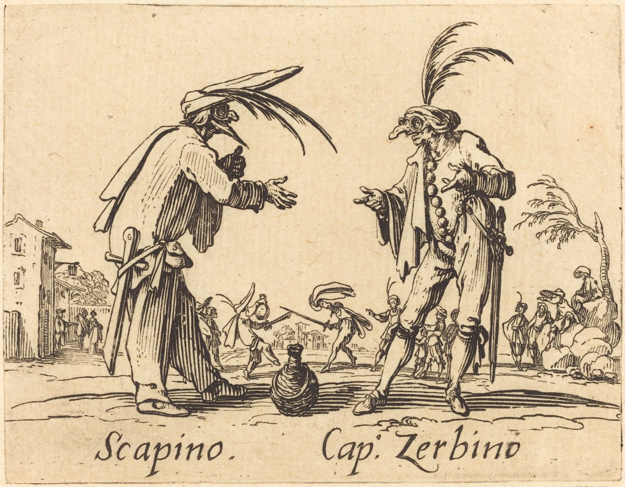 Scapino i Cap Zerbino autorstwa Jacques Callot