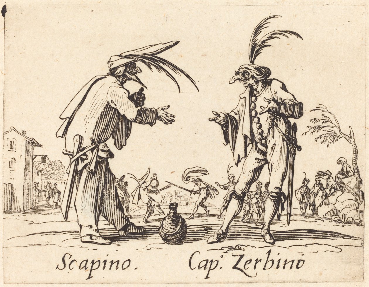 Scapino i Kap.Zerbino, ok. 1930 r. 1622. autorstwa Jacques Callot