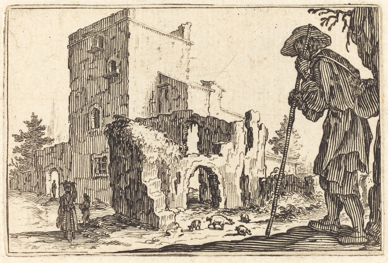 Pasterz i Ruiny autorstwa Jacques Callot