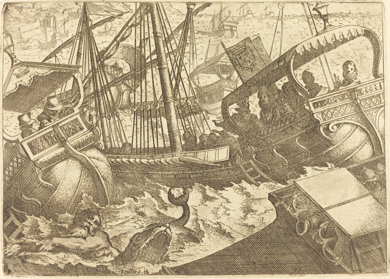Burza u wybrzeży Barcelony autorstwa Jacques Callot