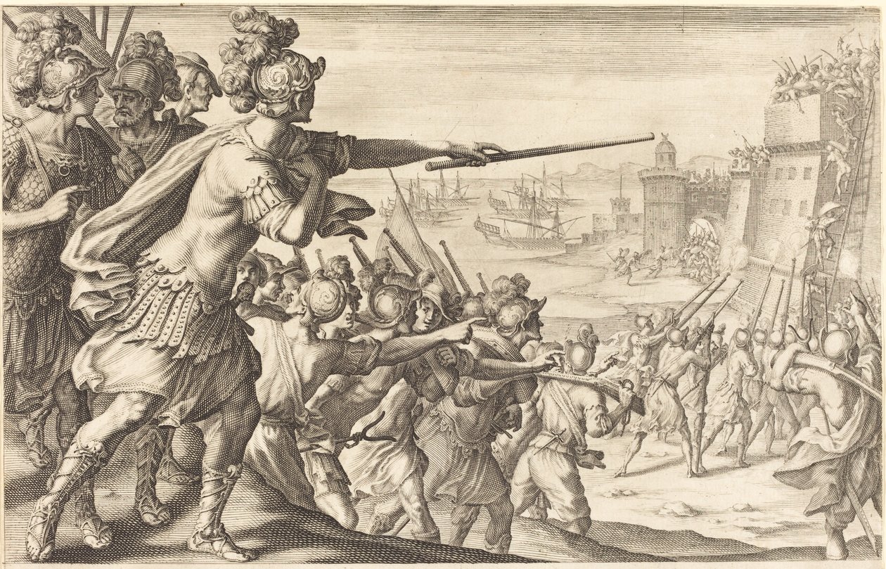 Pobieranie kości, c. 1614. autorstwa Jacques Callot