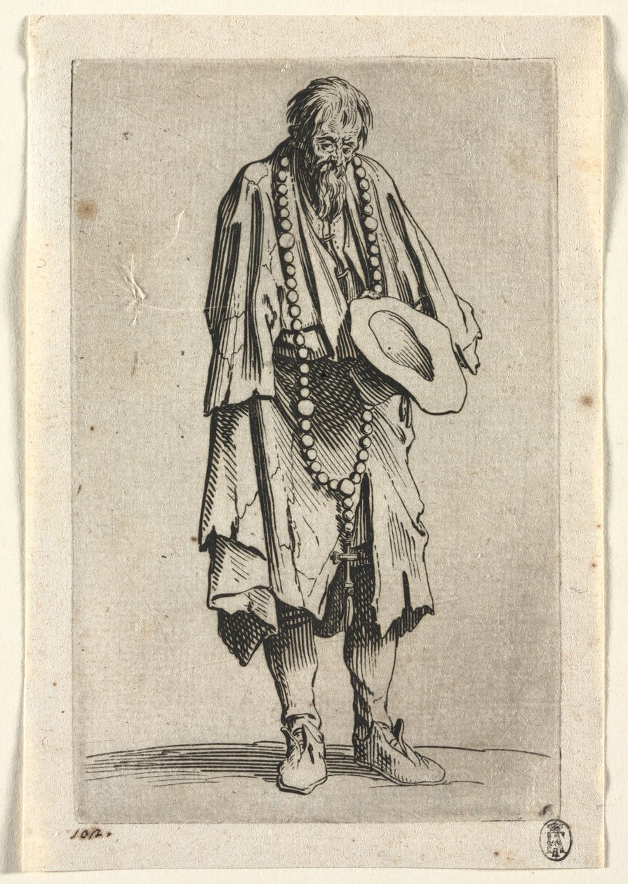 Żebracy: Żebrak z różańcem autorstwa Jacques Callot