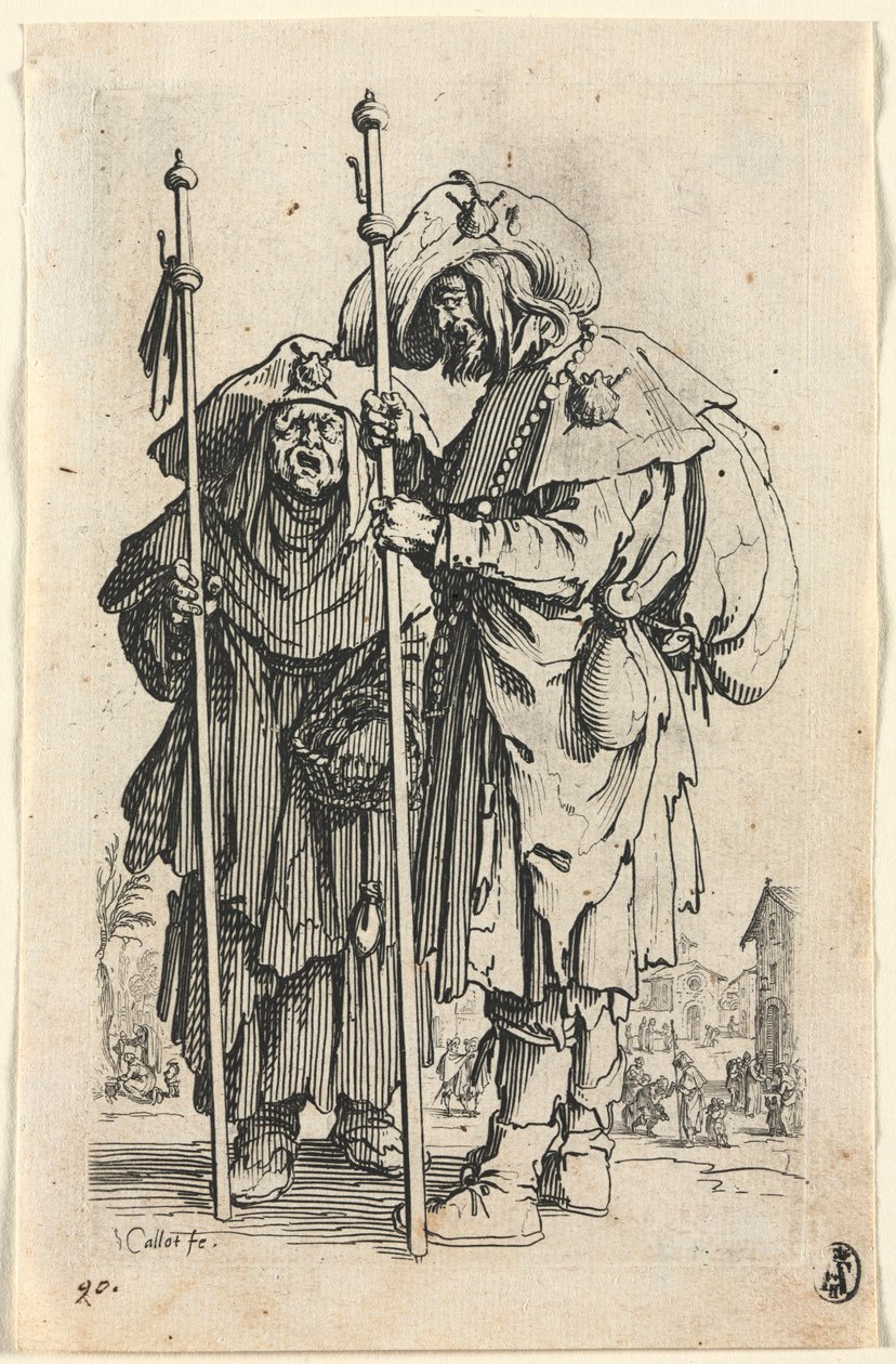 Żebracy: Dwaj Pielgrzymi, c. 1623. autorstwa Jacques Callot