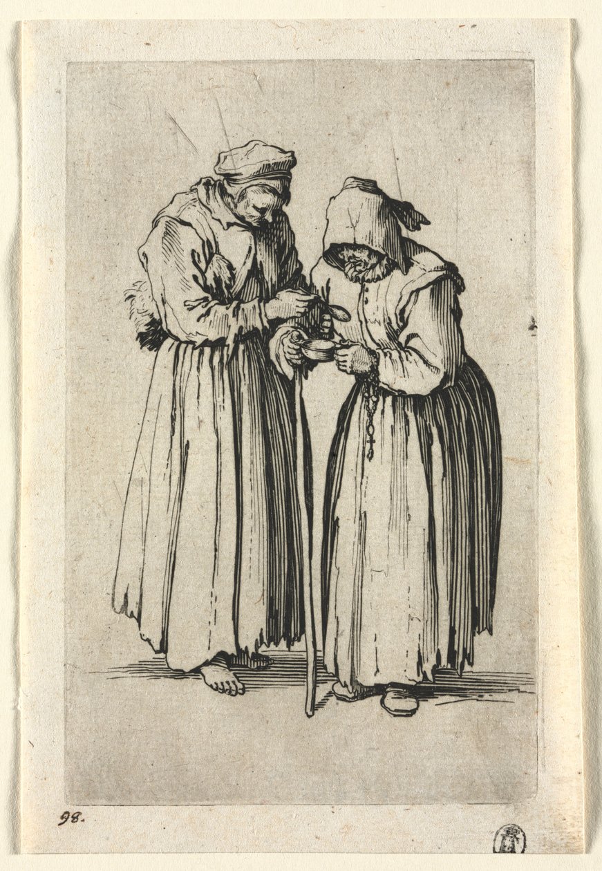 Żebracy: dwie żebraczki, c. 1623. autorstwa Jacques Callot