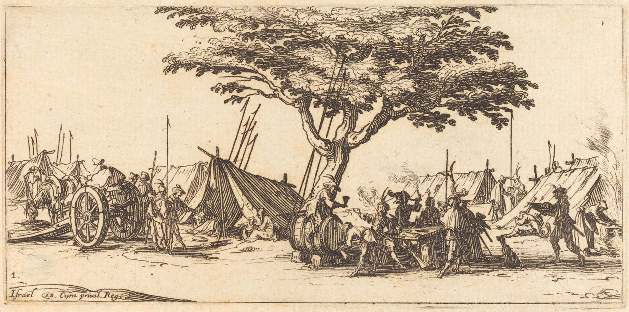 Obóz, ok. godz. 1633. autorstwa Jacques Callot