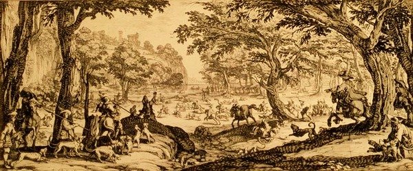 Wielkie polowanie (akwaforta) autorstwa Jacques Callot