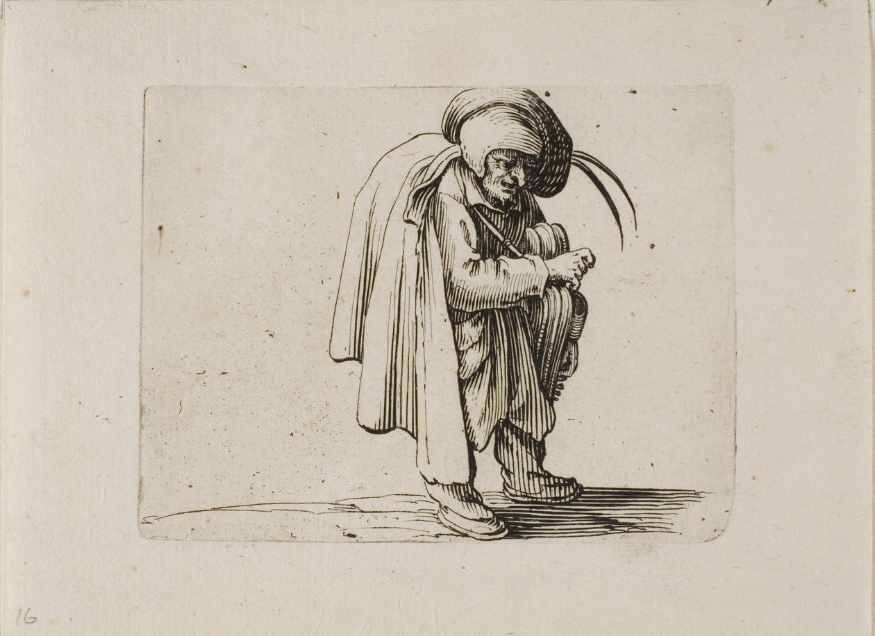 Gracz liry korbowej, z Varie Figure Gobbi autorstwa Jacques Callot