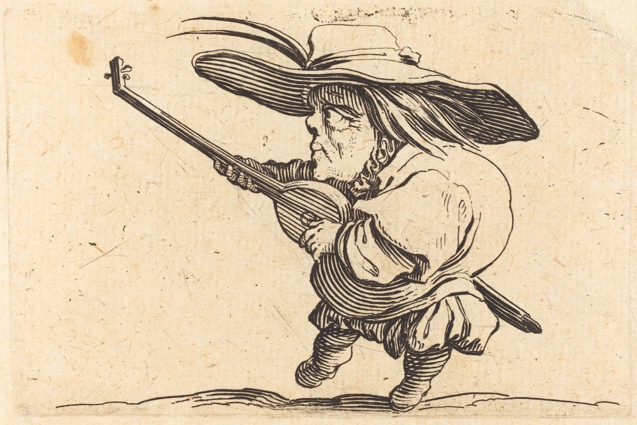 Grający na lutni, c. 1622. autorstwa Jacques Callot