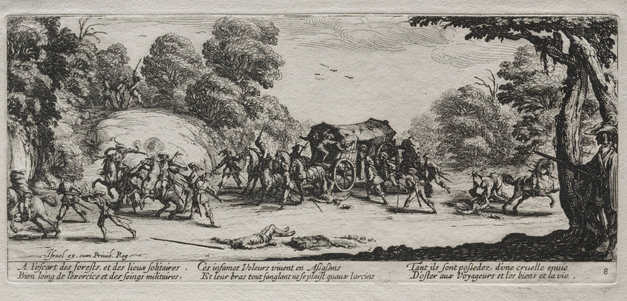 Miserie wojny: napad na autostradę, 1633. autorstwa Jacques Callot