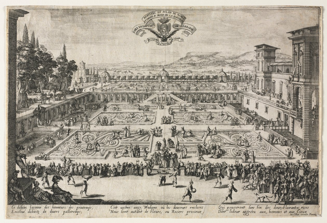 Ogrody Pałacowe w Nancy, 1625. autorstwa Jacques Callot