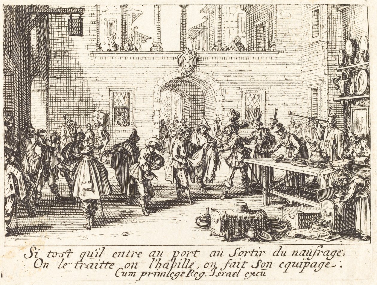 Rodzice obdarowują prezentami, 1635. autorstwa Jacques Callot