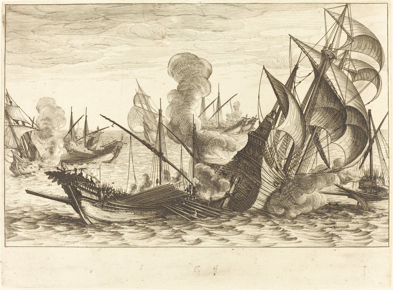Druga bitwa morska autorstwa Jacques Callot