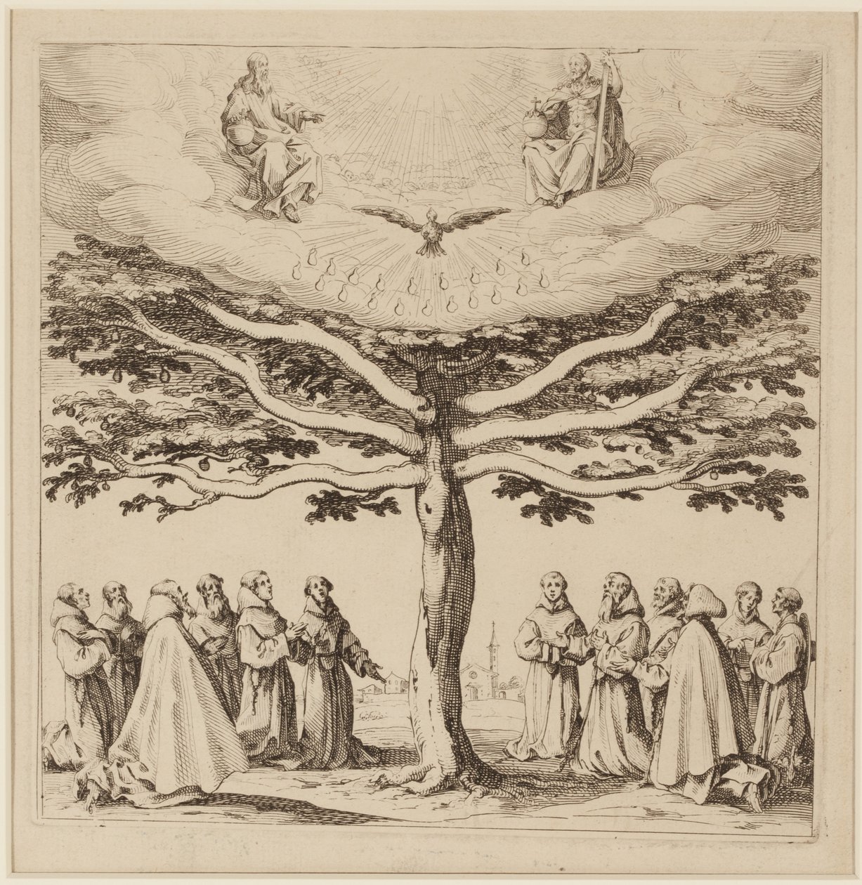 Drzewo św. Franciszka, c.1619 (akwaforta) autorstwa Jacques Callot