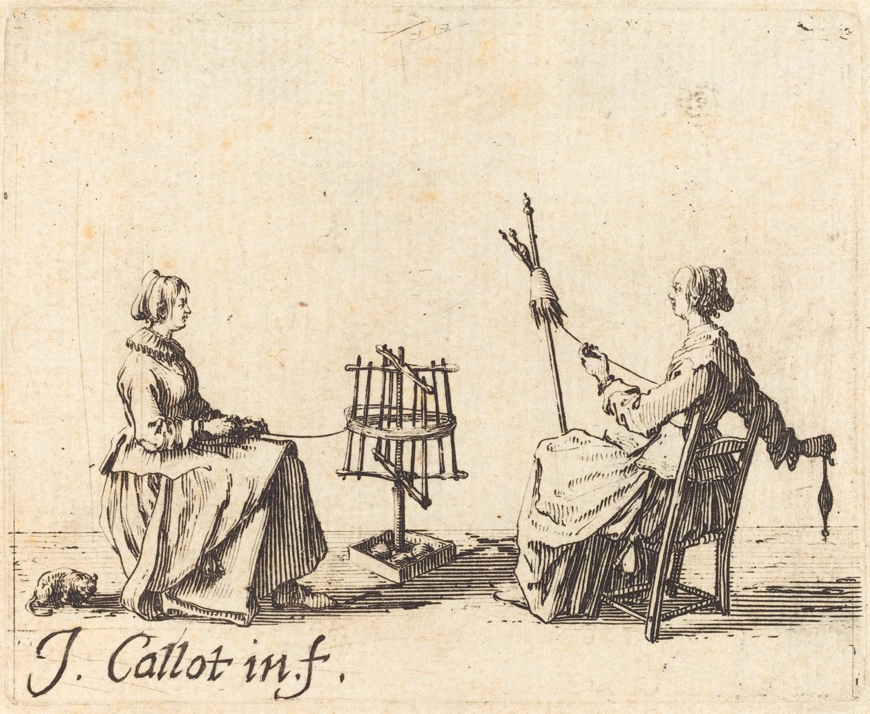 Nawijacz i Prządka, c. 1623. autorstwa Jacques Callot