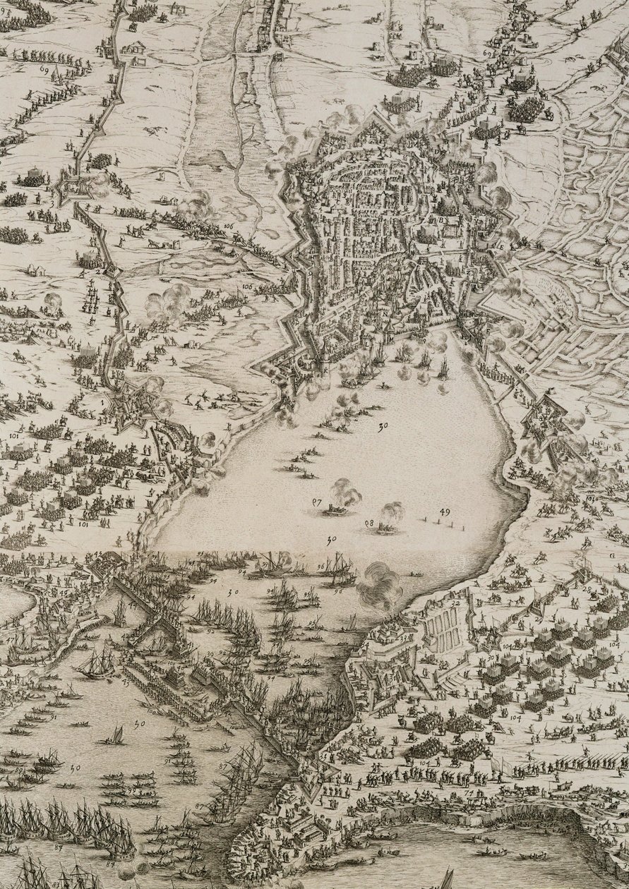 Oblężenie La Rochelle ... autorstwa Jacques Callot