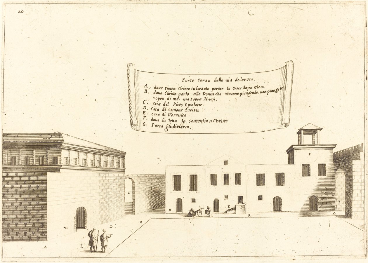 Trzecia część Via Dolorosa autorstwa Jacques Callot