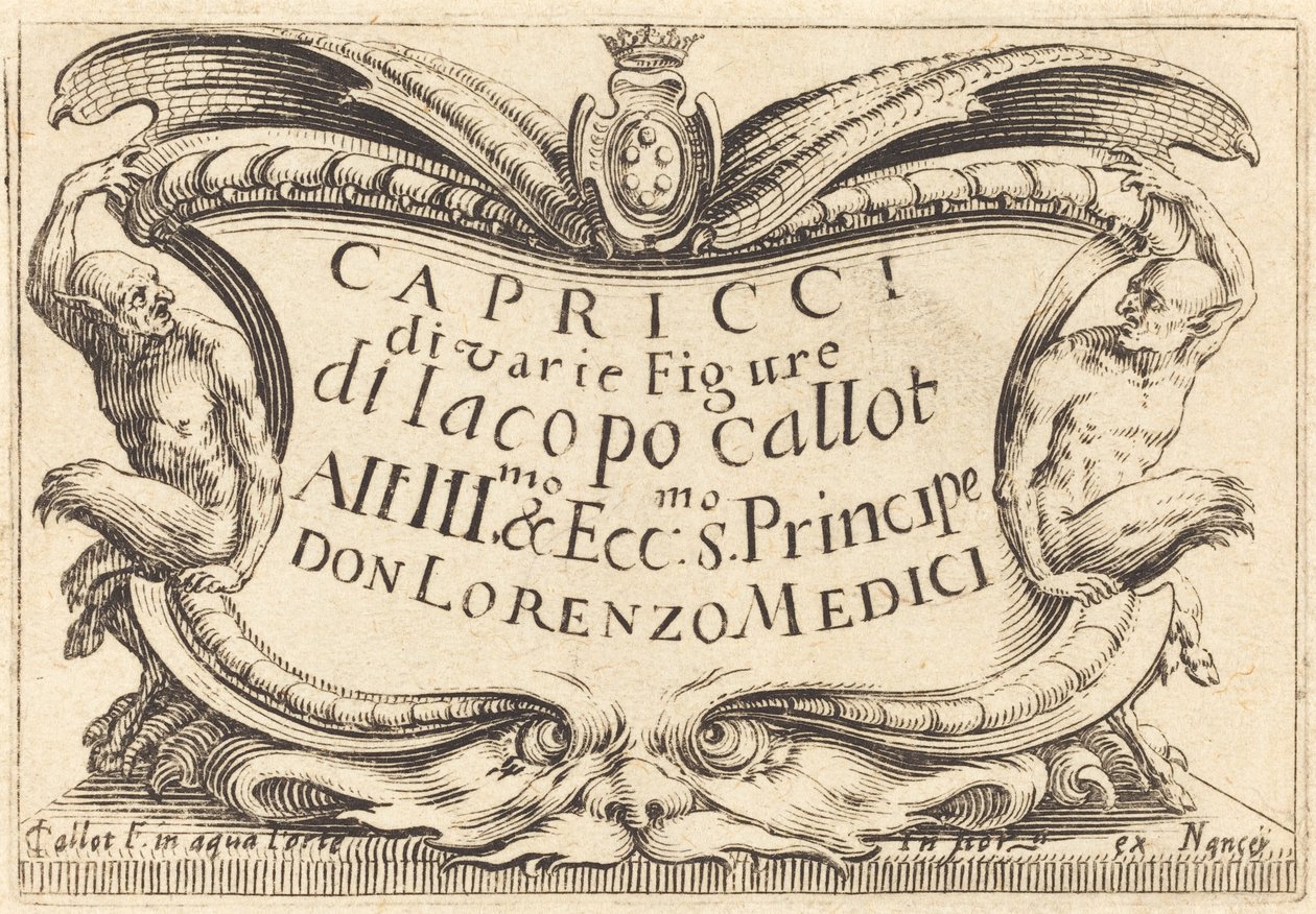 Strona tytułowa "Kapricci" autorstwa Jacques Callot