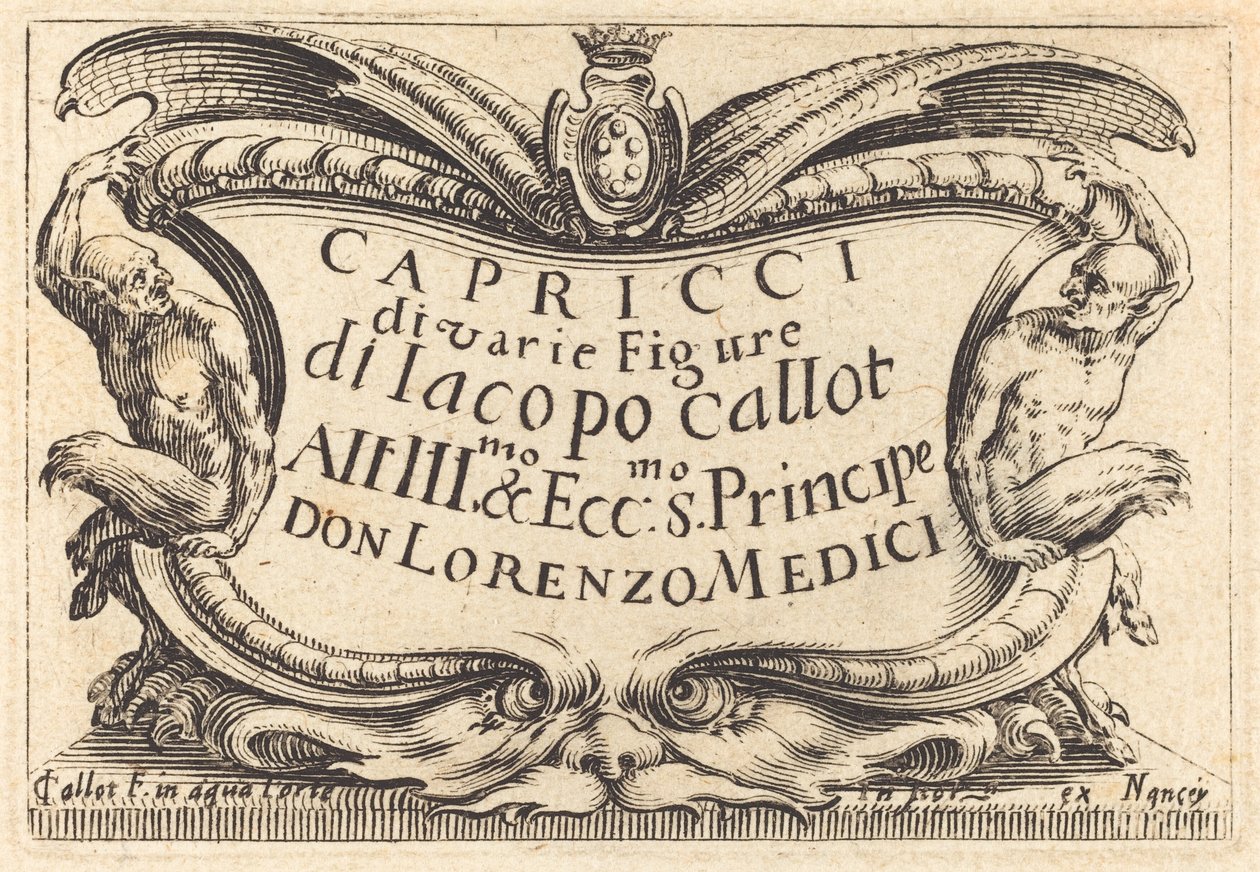 Strona tytułowa "Kapricci" autorstwa Jacques Callot