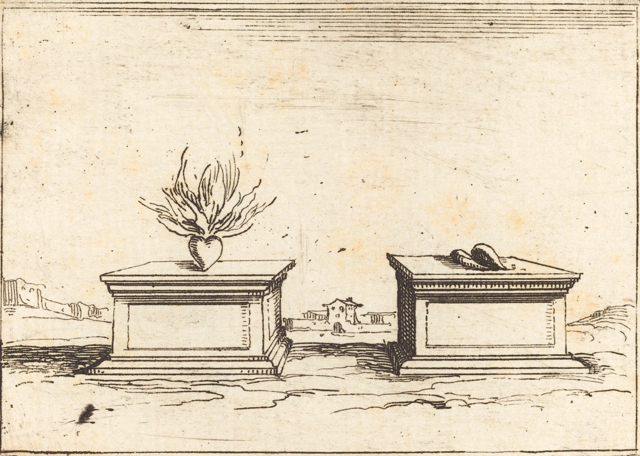 Dwa serca, 1628. autorstwa Jacques Callot