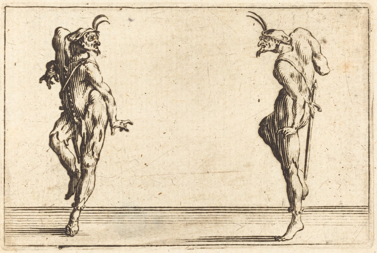 Dwa tańczące pantalony autorstwa Jacques Callot