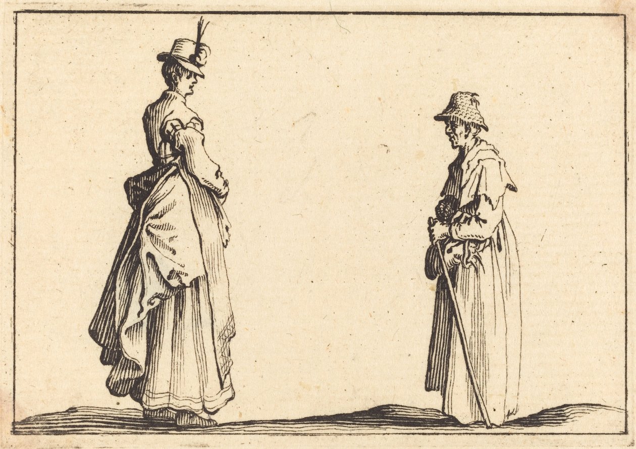Dwie kobiety w profilu, c. 1617. autorstwa Jacques Callot