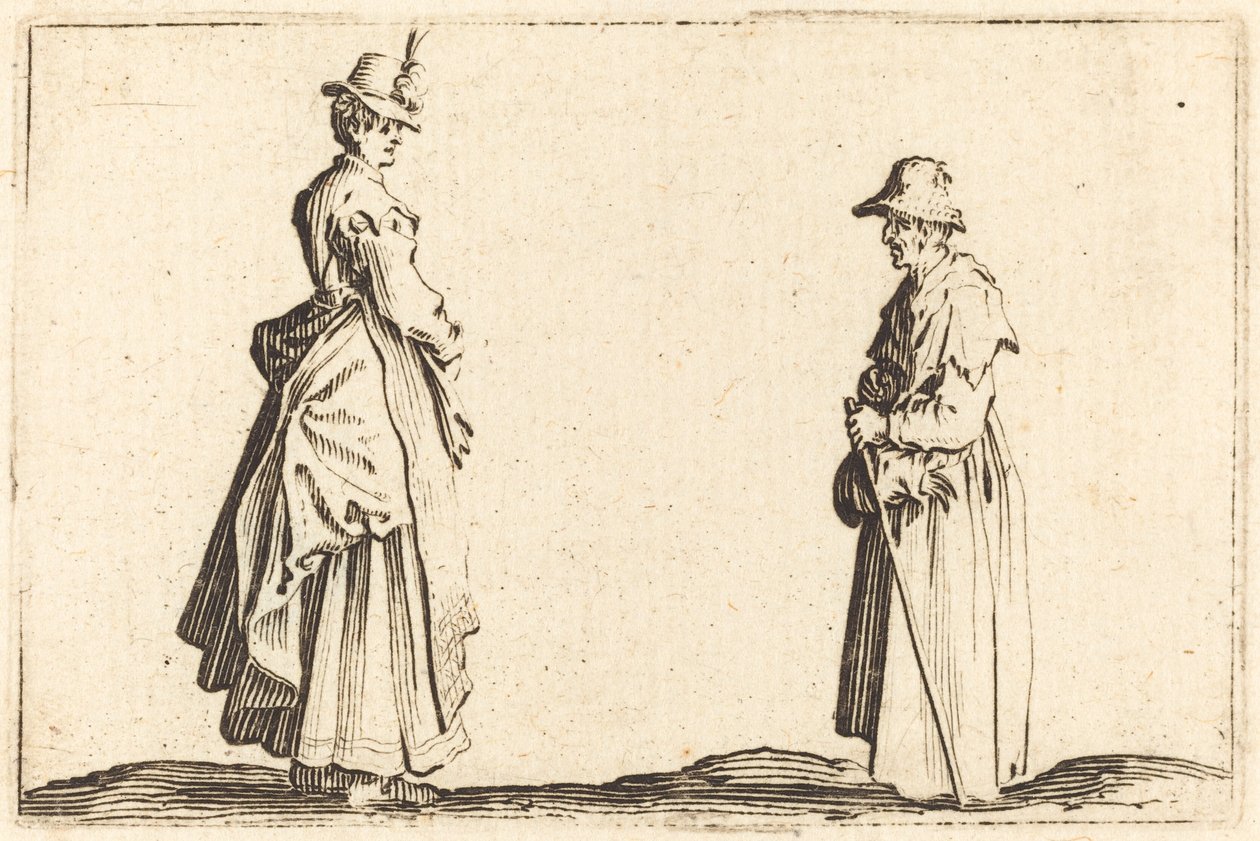 Dwie kobiety w profilu, c. 1622. autorstwa Jacques Callot