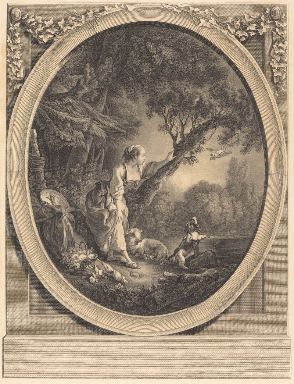 Przybycie kuriera autorstwa Jacques Firmin Beauvarlet after François Boucher