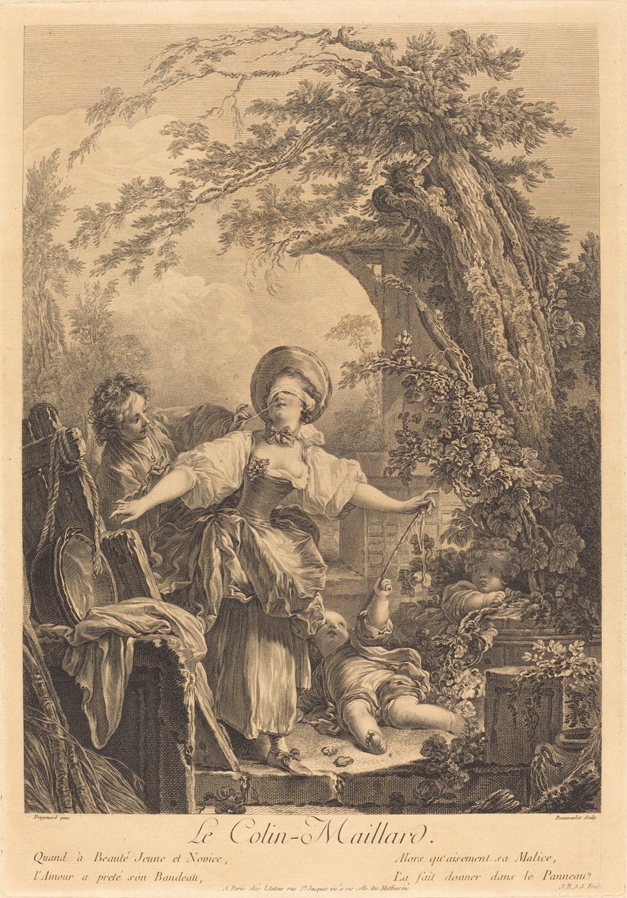 Colin Maillard autorstwa Jacques Firmin Beauvarlet after Jean Honoré Fragonard