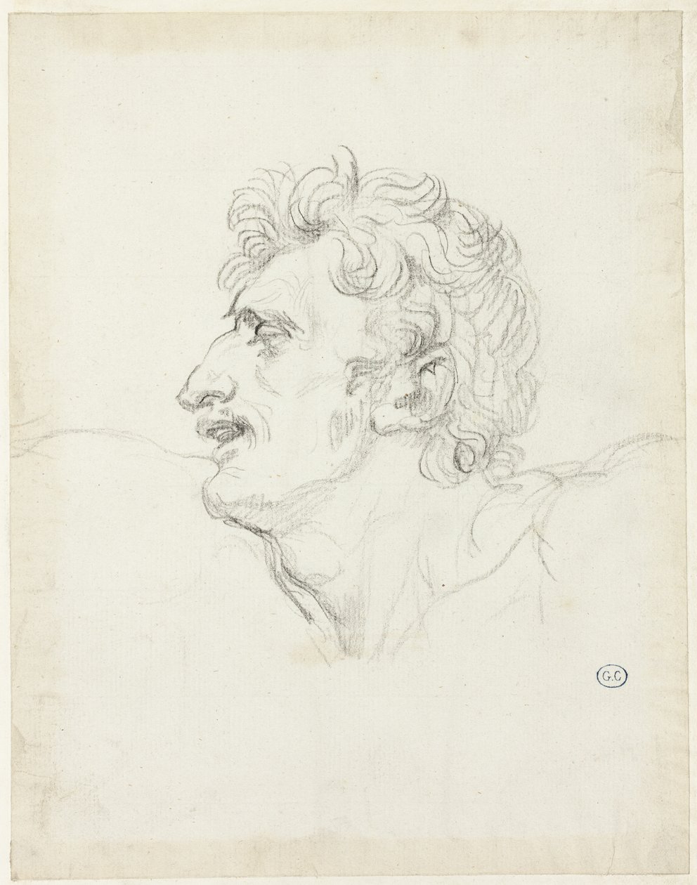 Głowa mężczyzny, lewy profil autorstwa Jacques Louis David
