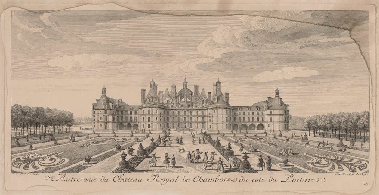 Zamek Chambord z Ogrodów autorstwa Jacques Rigaud