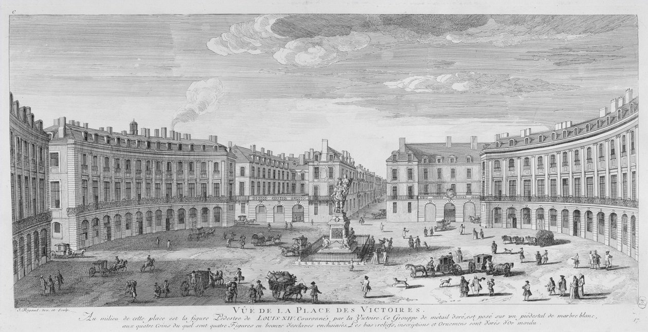 Place des Victoires, Paryż (rycina) autorstwa Jacques Rigaud