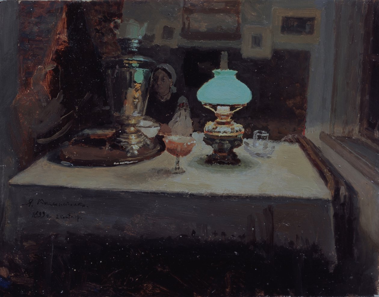 Pod samowarem, 1899 autorstwa Jakov Jakovlevich Kalinichenko