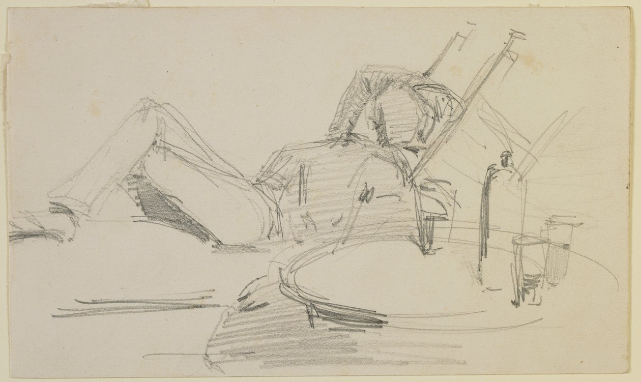Mężczyzna leżący na łóżku, 1858 (ołówek na białym papierze) autorstwa James Abbott McNeill Whistler
